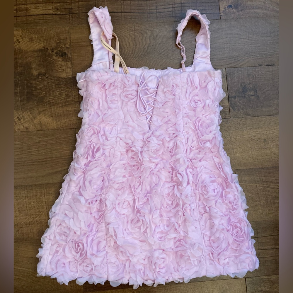 Oh Polly NWT Posy Floral Appliqué Corset Mini Dress Lilac Pink Women’s 10 - Picture 7 of 16